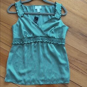 LOFT Petite NWT Green and Blue Patterned Sleeveless Blouse
